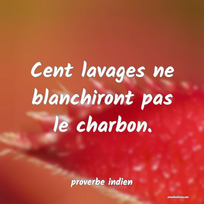  Cent lavages ne blanchiront pas le charbon.