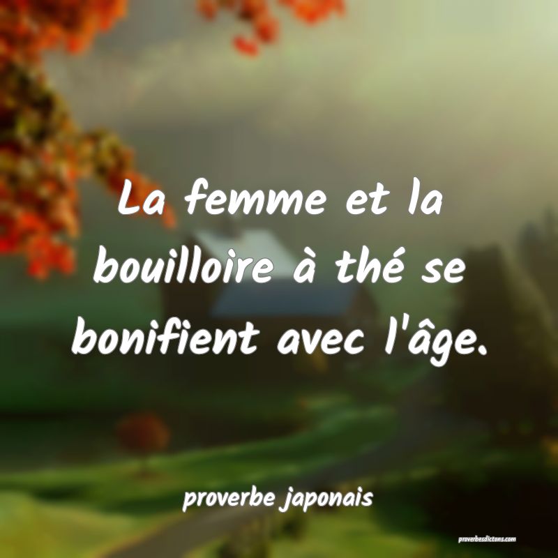  La femme et la bouilloire à thé se bonifient avec l'âge.