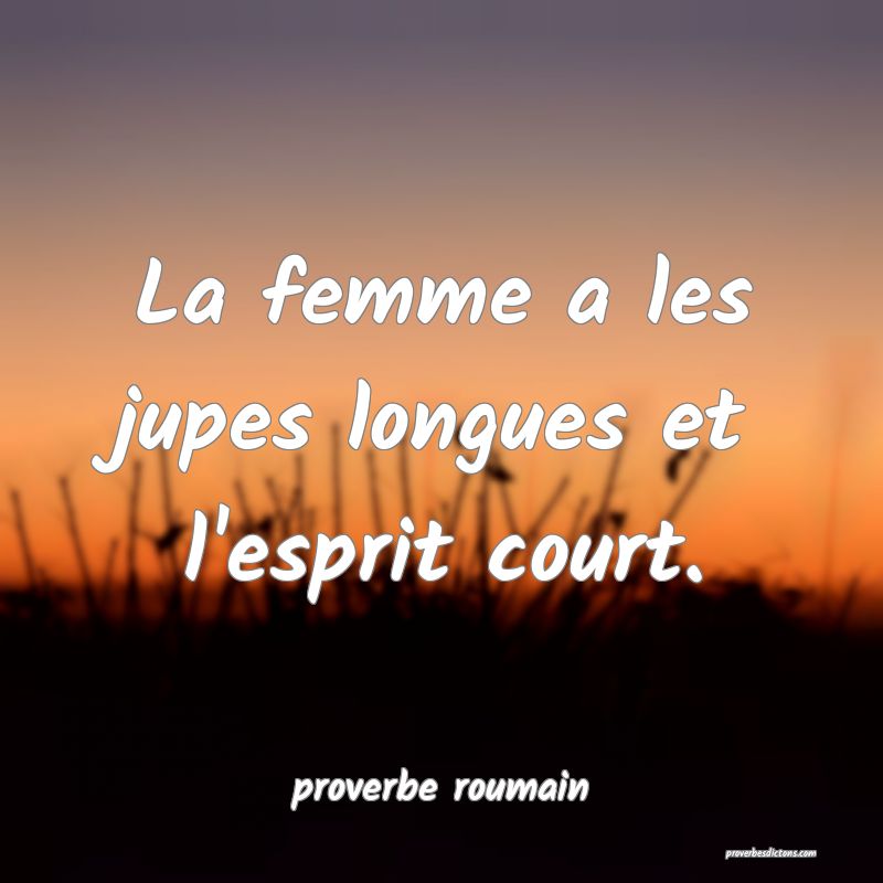  La femme a les jupes longues et l'esprit court.