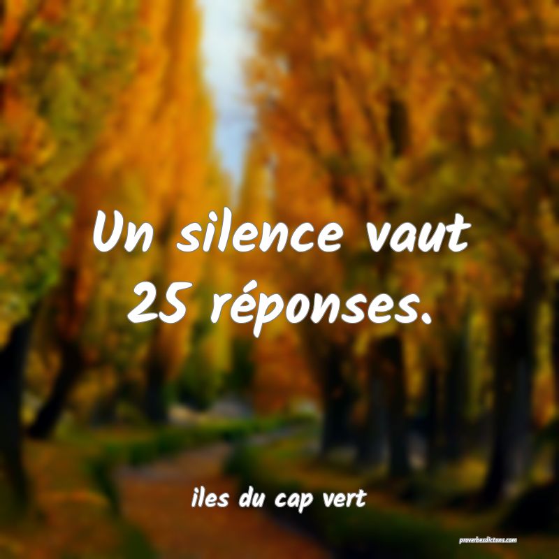  Un silence vaut 25 réponses.