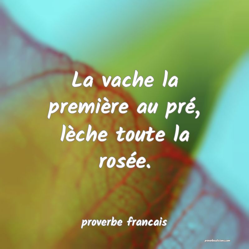  La vache la première au pré, lèche toute la rosée.