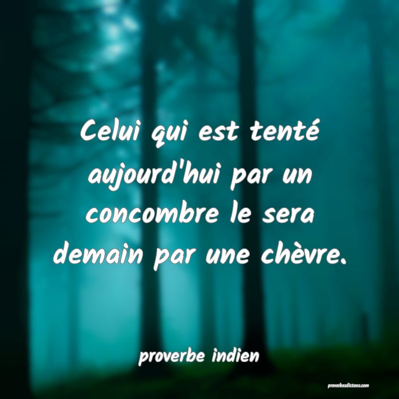  Celui qui est tenté aujourd'hui par un concombre le sera demain par une chèvre.