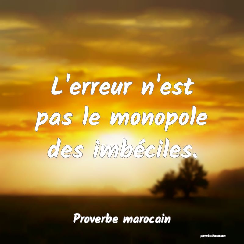  L'erreur n'est pas le monopole des imbéciles.