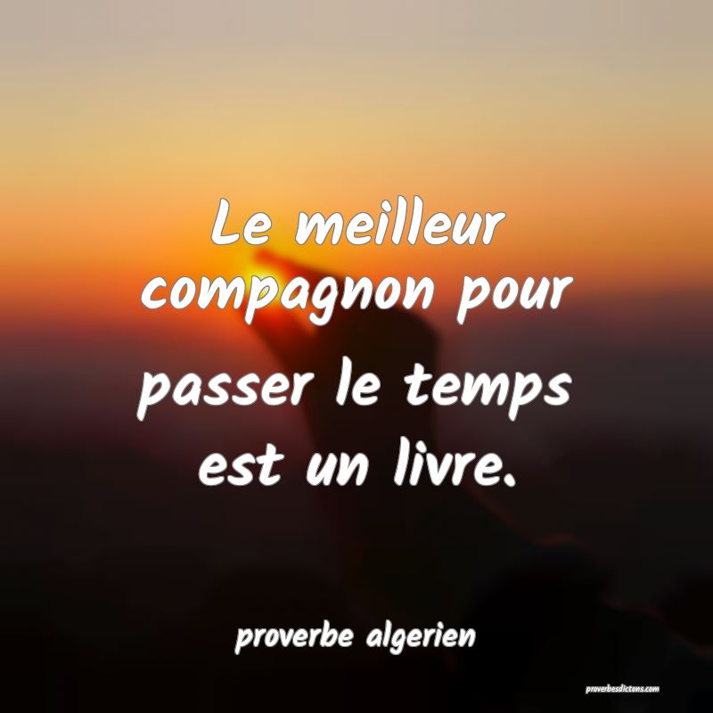  Le meilleur compagnon pour passer le temps est un livre.