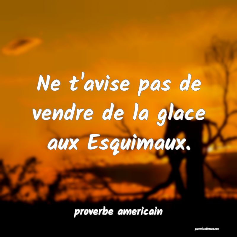  Ne t'avise pas de vendre de la glace aux Esquimaux.