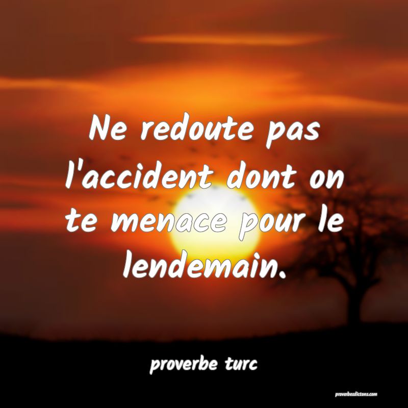  Ne redoute pas l'accident dont on te menace pour le lendemain.
