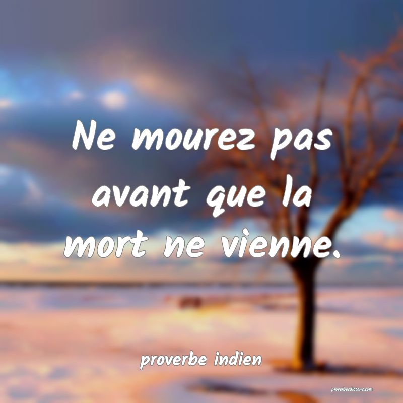  Ne mourez pas avant que la mort ne vienne.