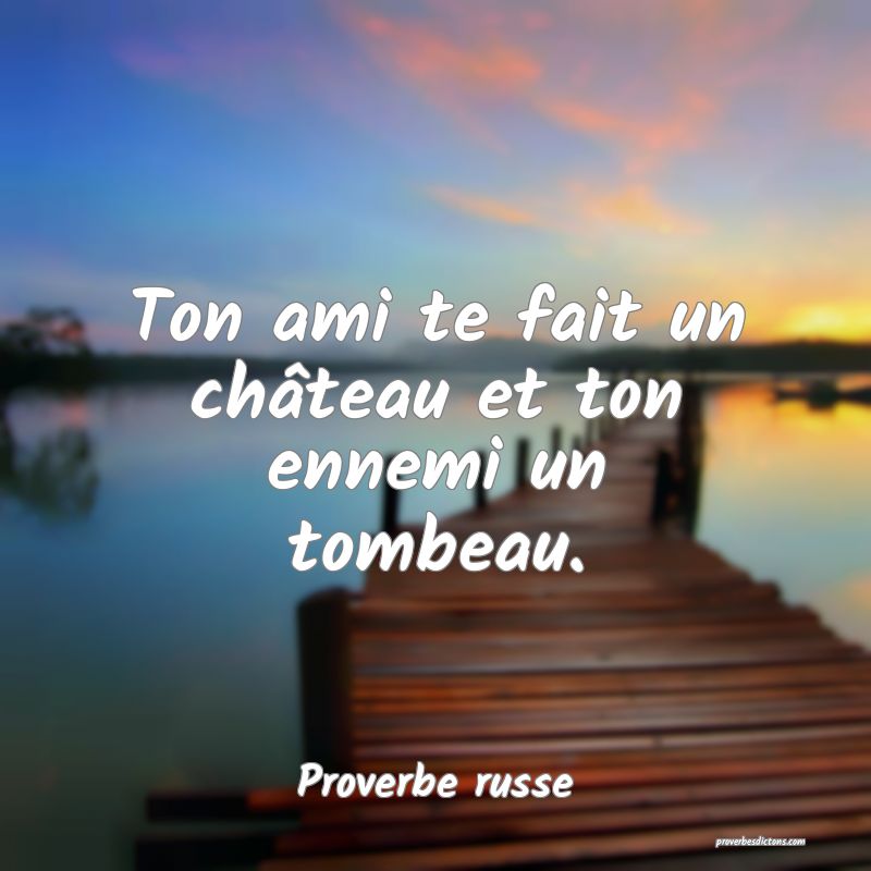  Ton ami te fait un château et ton ennemi un tombeau.