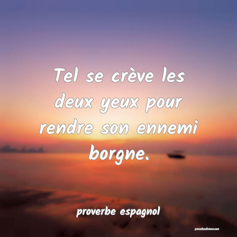  Tel se crève les deux yeux pour rendre son ennemi borgne.