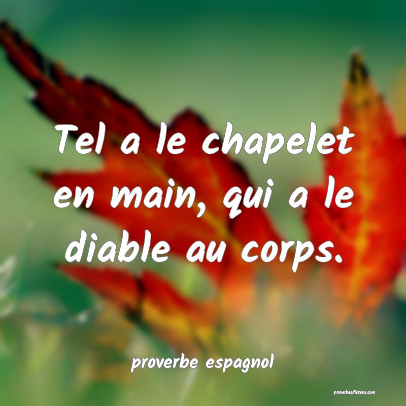  Tel a le chapelet en main, qui a le diable au corps.