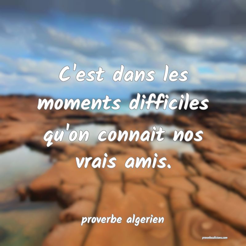  C'est dans les moments difficiles qu'on connait nos vrais amis.