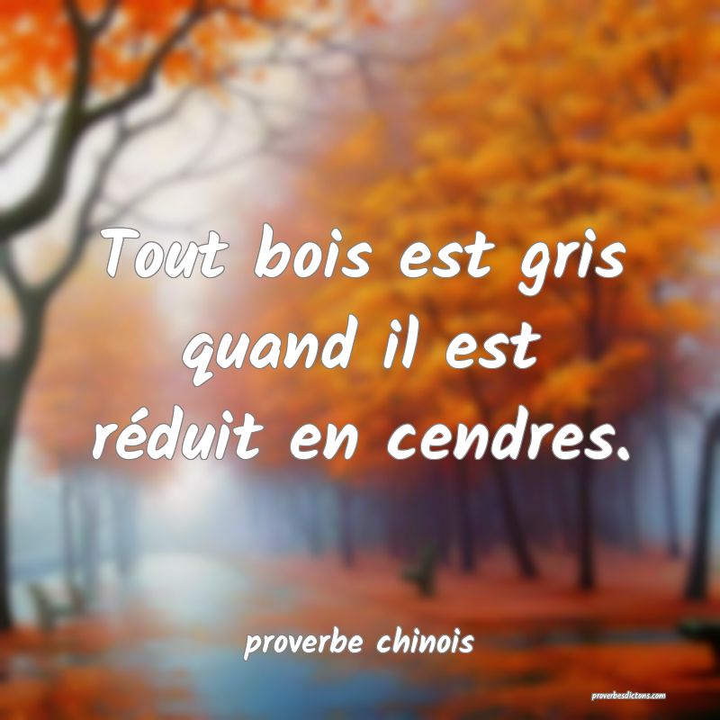 Tout bois est gris quand il est réduit en cendres.