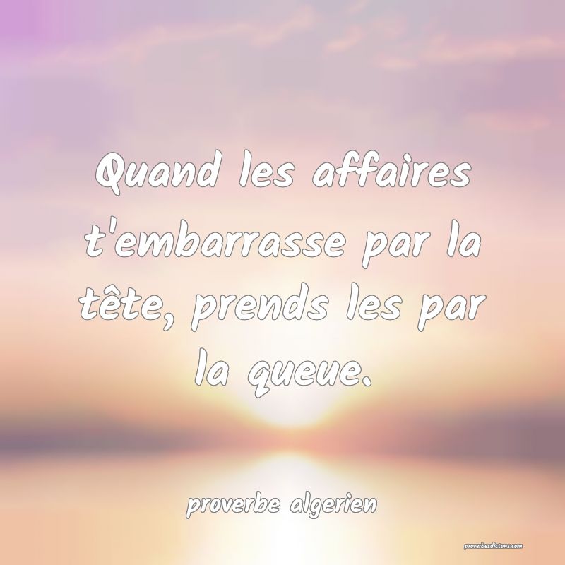 Quand les affaires t'embarrasse par la tête, prends les par la queue.