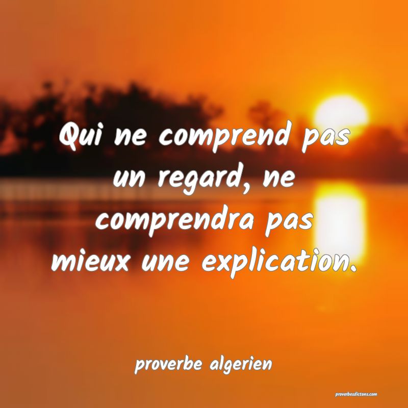  Qui ne comprend pas un regard, ne comprendra pas mieux une explication.