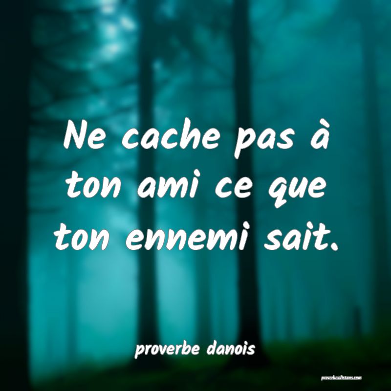 Ne cache pas à ton ami ce que ton ennemi sait.