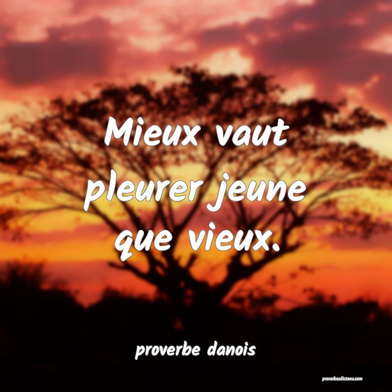  Mieux vaut pleurer jeune que vieux.