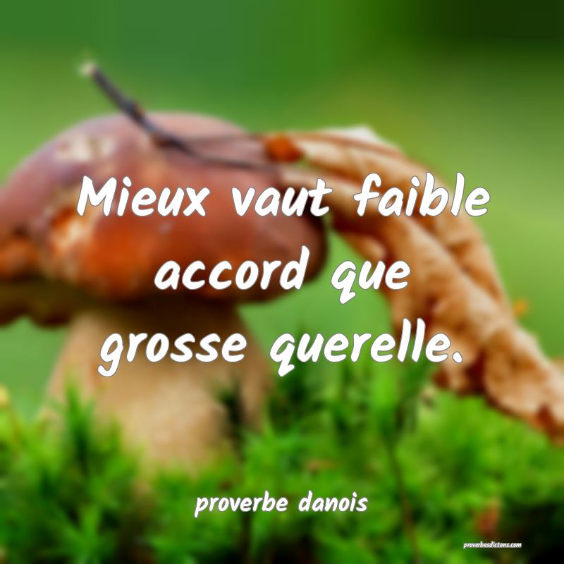  Mieux vaut faible accord que grosse querelle.