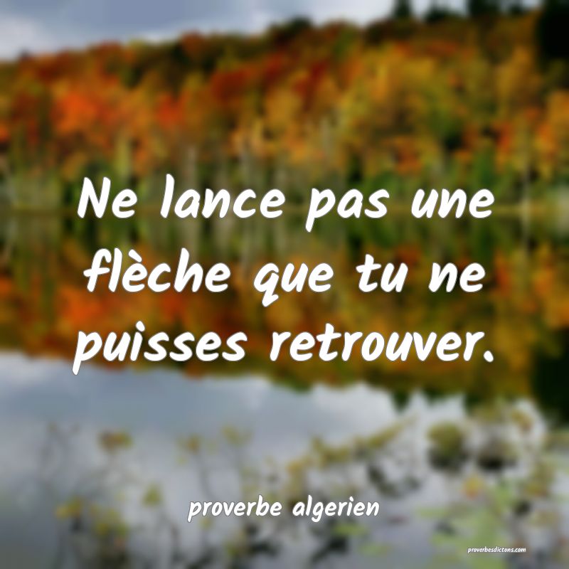  Ne lance pas une flèche que tu ne puisses retrouver.