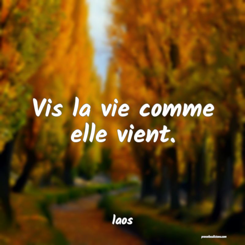 Vis la vie comme elle vient.