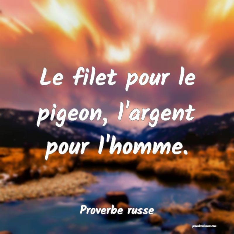  Le filet pour le pigeon, l'argent pour l'homme.