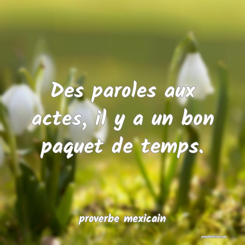  Des paroles aux actes, il y a un bon paquet de temps.