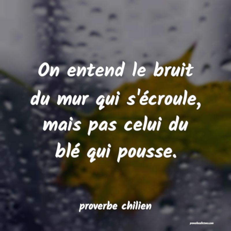  On entend le bruit du mur qui s'écroule, mais pas celui du blé qui pousse.