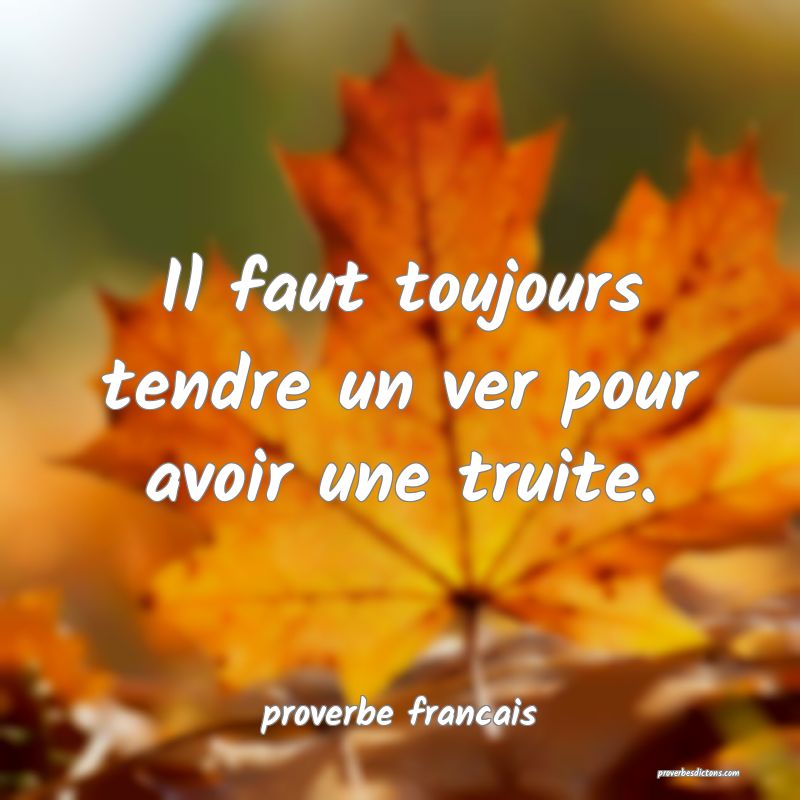  Il faut toujours tendre un ver pour avoir une truite.