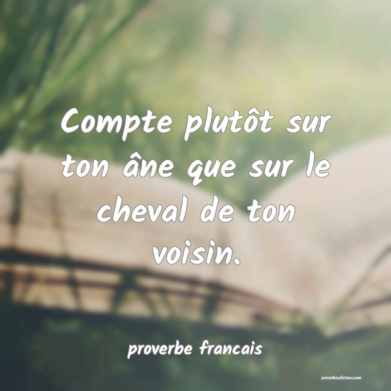  Compte plutôt sur ton âne que sur le cheval de ton voisin.