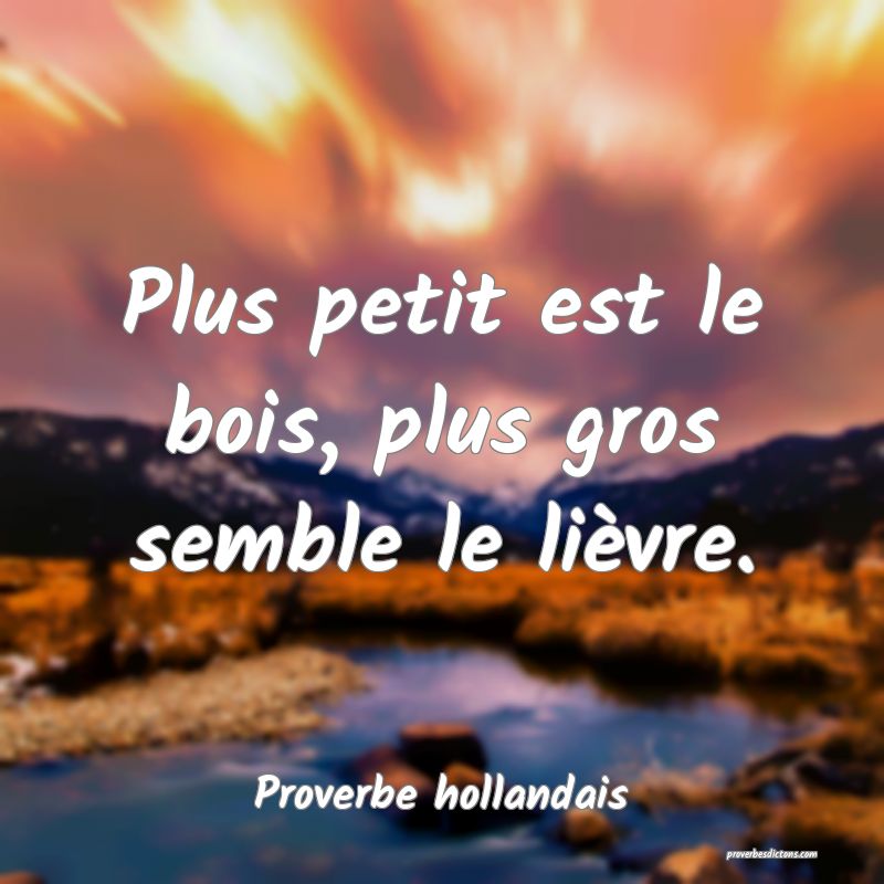  Plus petit est le bois, plus gros semble le lièvre.