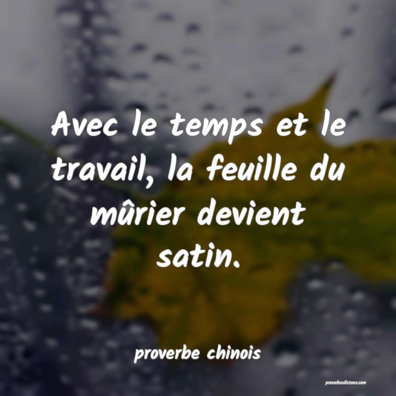  Avec le temps et le travail, la feuille du mûrier devient satin.