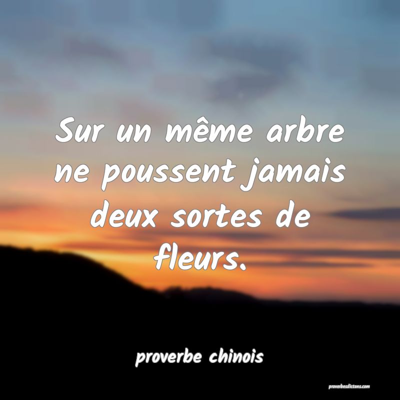  Sur un même arbre ne poussent jamais deux sortes de fleurs.