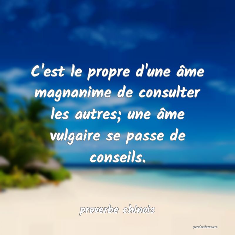  C'est le propre d'une âme magnanime de consulter les autres; une âme vulgaire se passe de conseils.