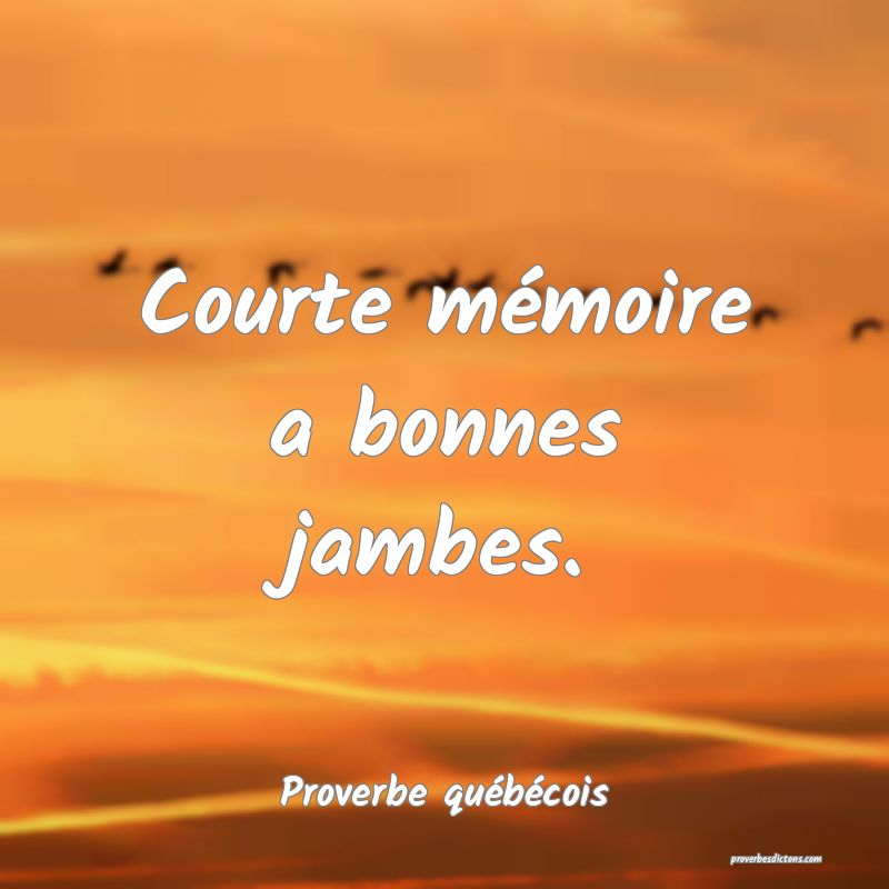  Courte mémoire a bonnes jambes.