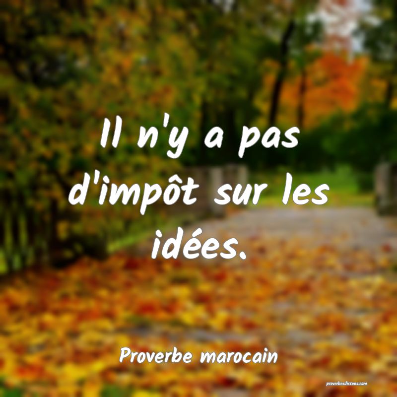 Il n'y a pas d'impôt sur les idées.