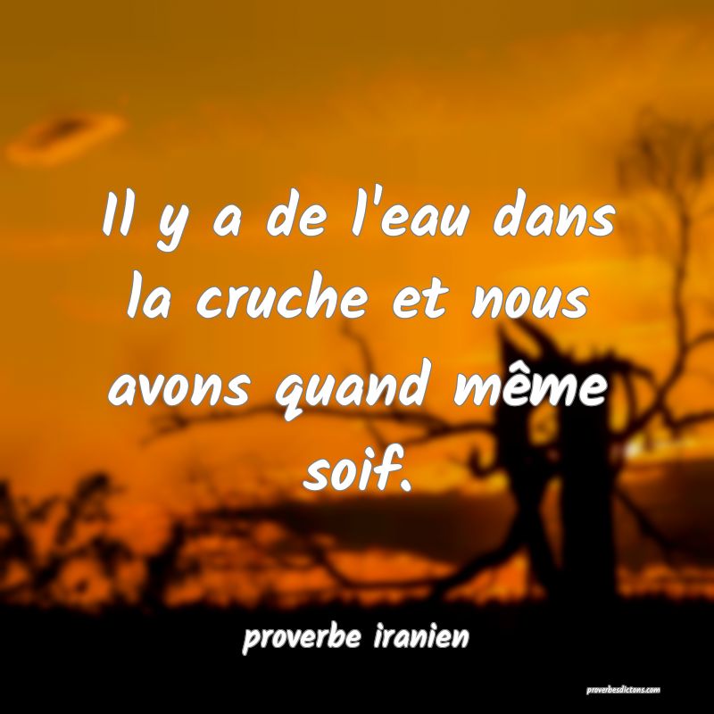  Il y a de l'eau dans la cruche et nous avons quand même soif.