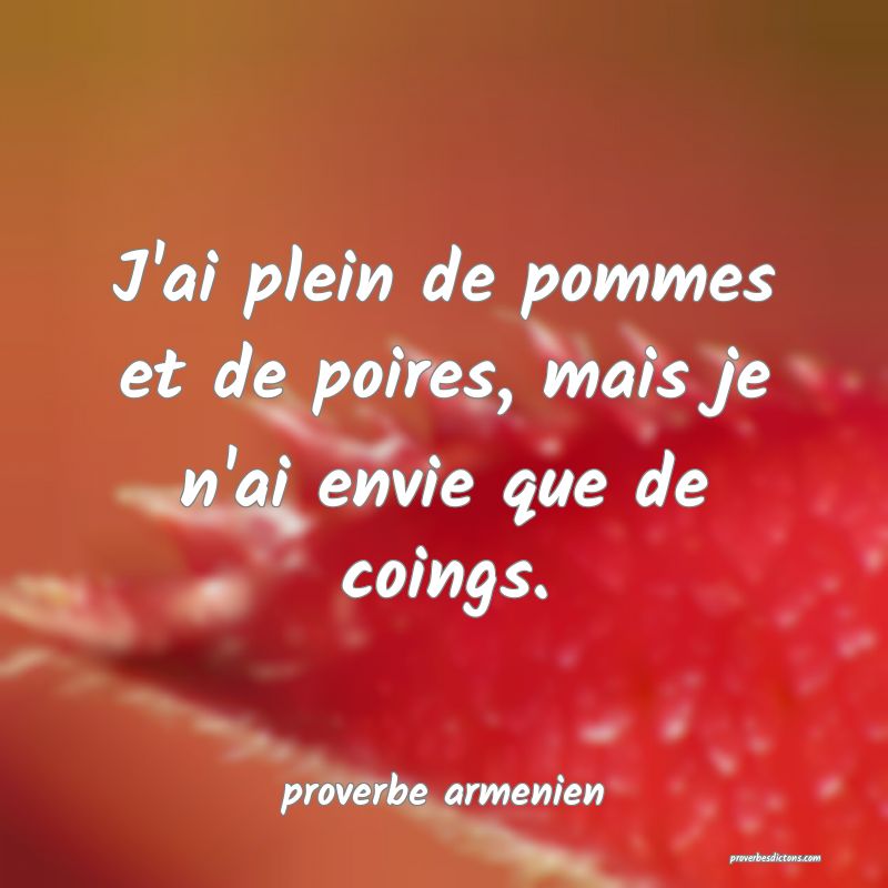  J'ai plein de pommes et de poires, mais je n'ai envie que de coings.