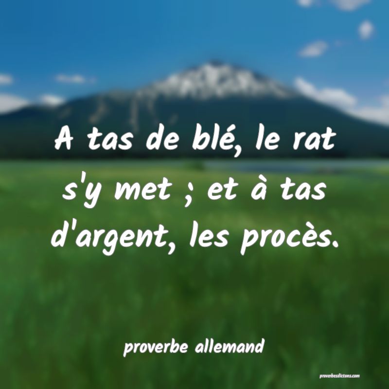  A tas de blé, le rat s'y met ; et à tas d'argent, les procès.