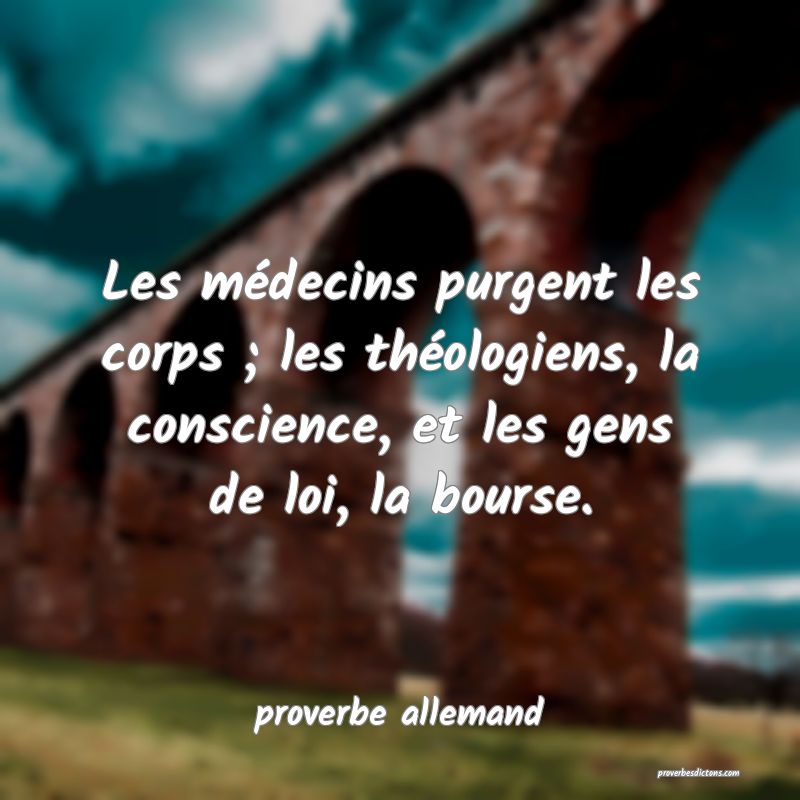  Les médecins purgent les corps ; les théologiens, la conscience, et les gens de loi, la bourse.