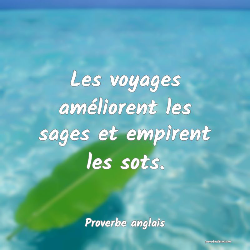  Les voyages améliorent les sages et empirent les sots.