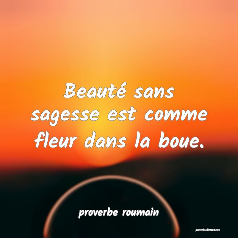  Beauté sans sagesse est comme fleur dans la boue.