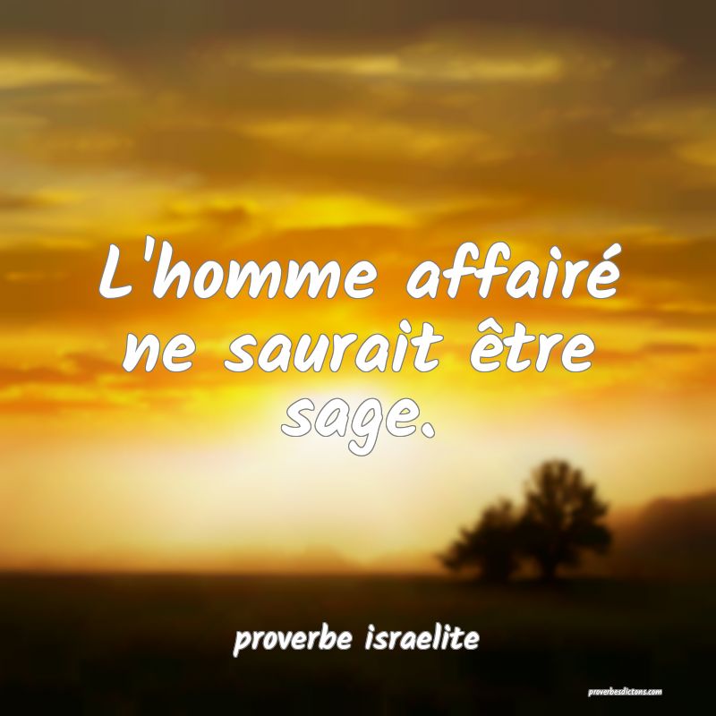L'homme affairé ne saurait être sage.
