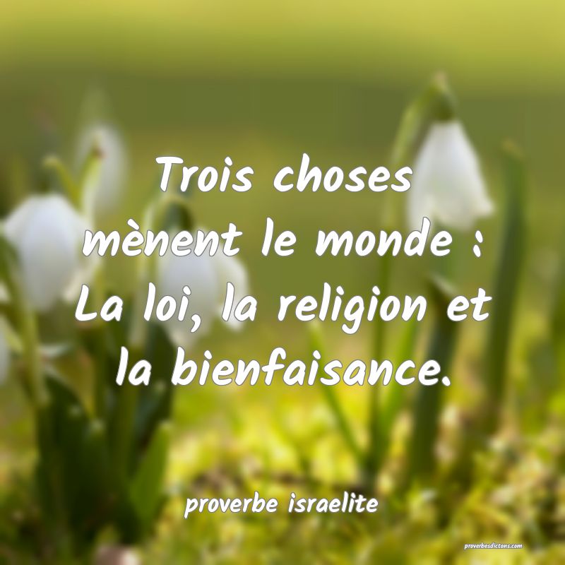  Trois choses mènent le monde : La loi, la religion et la bienfaisance.