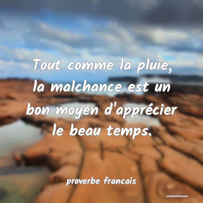  Tout comme la pluie, la malchance est un bon moyen d'apprécier le beau temps.