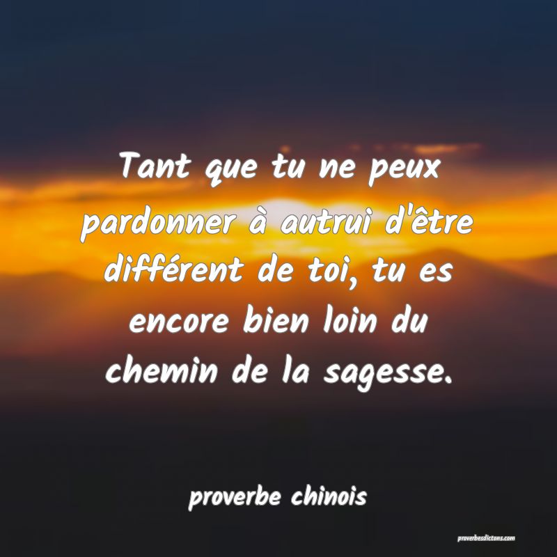  Tant que tu ne peux pardonner à autrui d'être différent de toi, tu es encore bien loin du chemin de la sagesse.