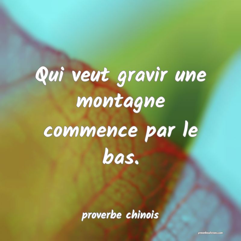  Qui veut gravir une montagne commence par le bas.