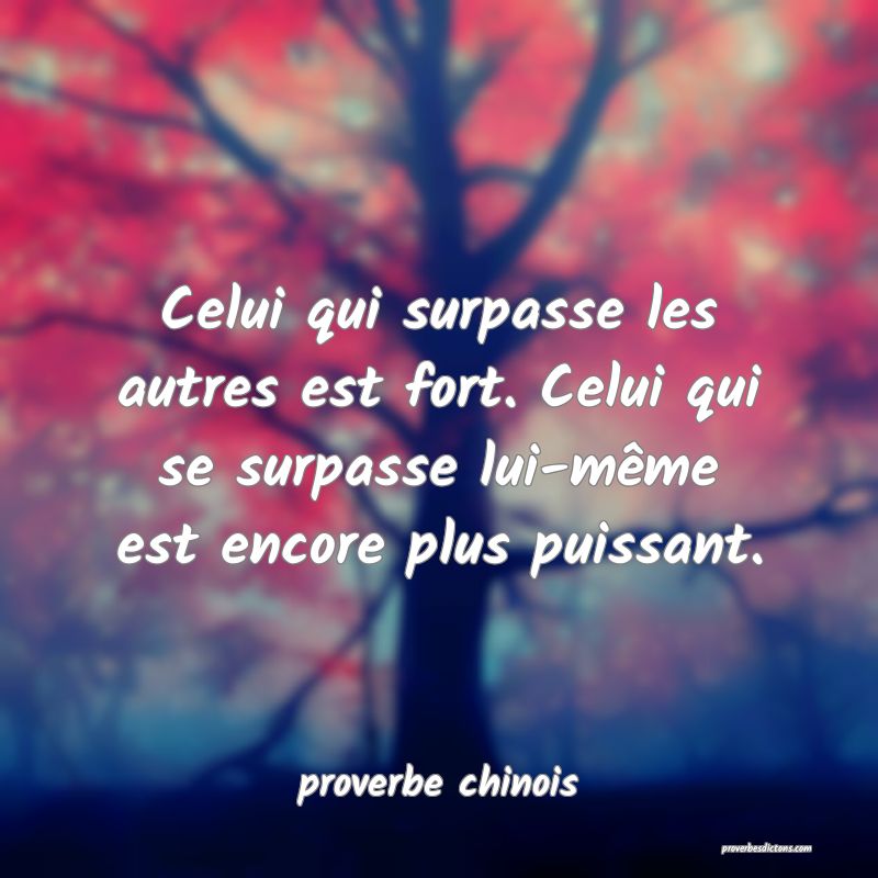  Celui qui surpasse les autres est fort. Celui qui se surpasse lui-même est encore plus puissant.