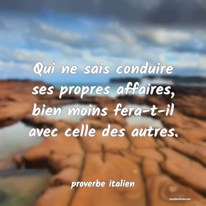  Qui ne sais conduire ses propres affaires, bien moins fera-t-il avec celle des autres.