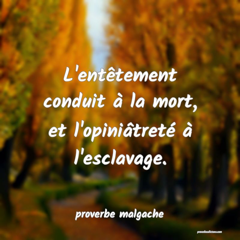 L'entêtement conduit à la mort, et l'opiniâtreté à l'esclavage.