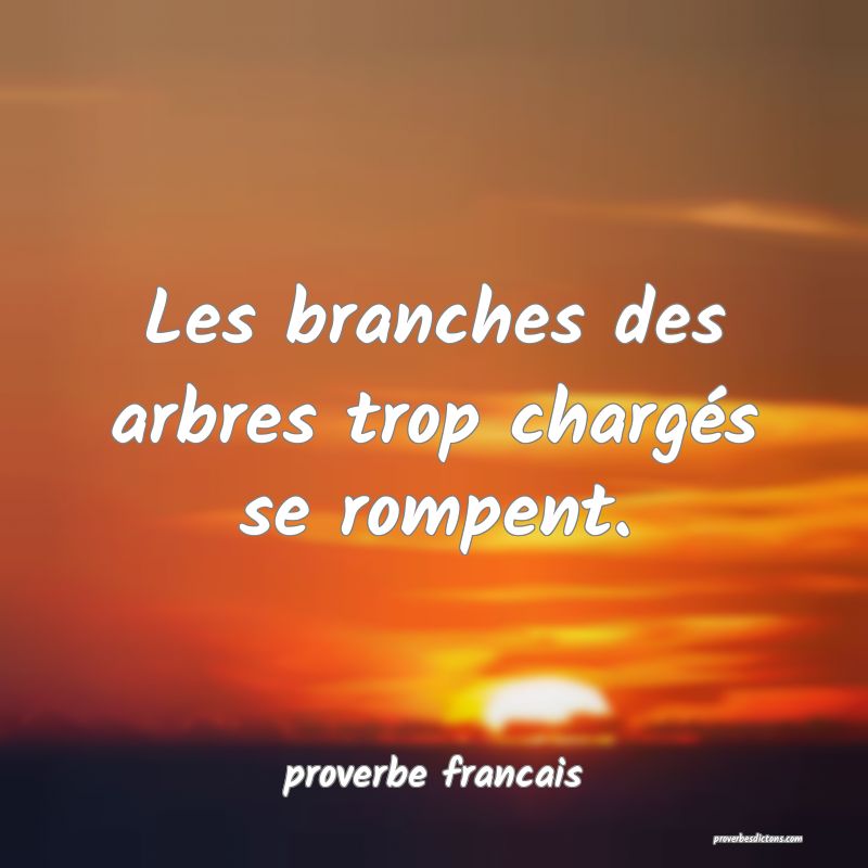  Les branches des arbres trop chargés se rompent.