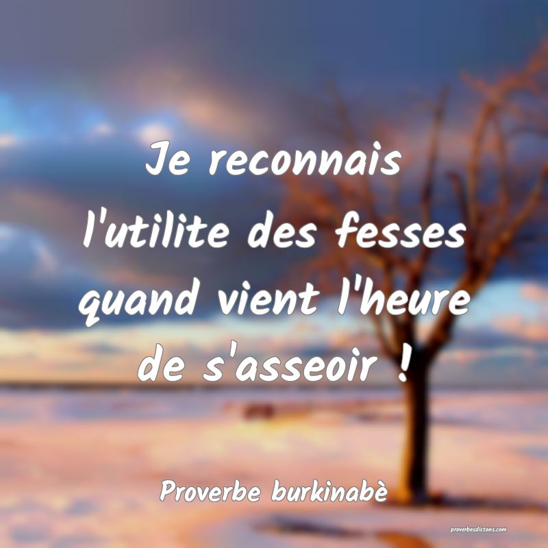  Je reconnais l'utilite des fesses quand vient l'heure de s'asseoir !